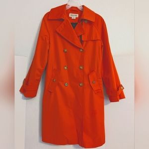Michael Kors Orange Poppy Trench Coat Size Small